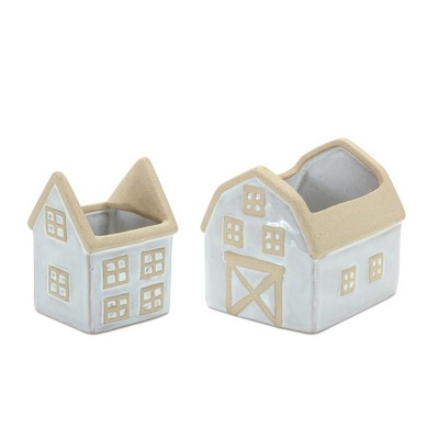 Melrose Neutral Porcelain House (Set of 2)