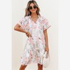 Amaryllis Women’s Floral Collared Babydoll Dress Puff Short Sleeves Flowy Silhouette Pockets Lightweight - 4 of 4