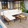Modern Luxury Patio Sofa Set,Outdoor Patio Conversation Set with Cushions and Coffee Table,L-Shaped Sectional Sofa for Backyard Porch-Coolbibila - 2 of 4
