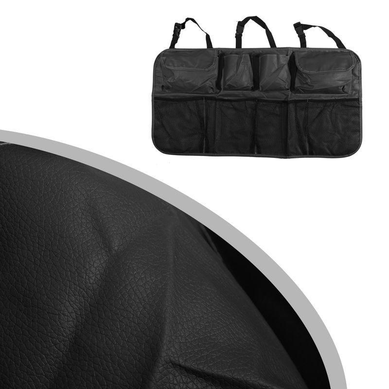 Unique Bargains Car Seat Protector Bag Multi Pocket Storage Bag Faux Leather 34.65"x18.9", 5 of 7