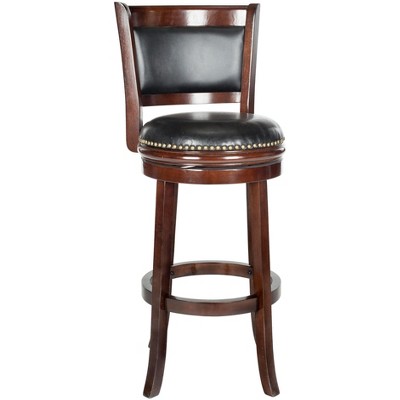 Cappuccino and Black Swivel Bar Stool with Leather Seat