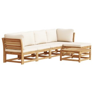 vidaXL Patio Lounge Set with Cushions - 6 Piece Solid Acacia Wood Garden Furniture - Modular Outdoor Seating with Sturdy Slatted Design - 1 of 4