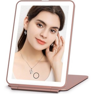 FUNTOUCH Rechargeable and Portable Travel Makeup Mirror with 3-Color 72 Led Lights Dimmable Touch Screen - 1 of 4