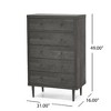 Mid-Century Modern Nordic 5-Drawer Chest of Drawers, Faux Wood Dresser with Rubberwood Legs, Bedroom Storage Cabinet - Christopher Knight Home - 3 of 4
