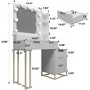 NicBex Vanity Desk with Mirror Vanity Table with Square Mirror, 5 Drawers, Makeup Vanity with Side Cabinet, Storage Shelves for Bedroom, White - 3 of 4