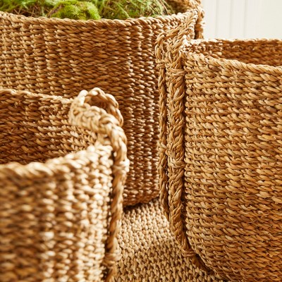 Plum & Post Seagrass Round Drum Baskets, Set Of 3