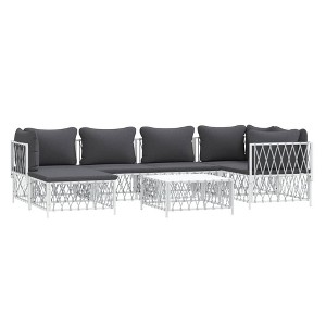 vidaXL Garden Lounge Set White Woven fabric, powder-coated steel, textilene - 1 of 4