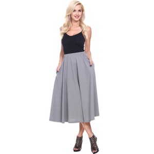 Women's Flared Midi Skirt with pockets - White Mark - 1 of 3