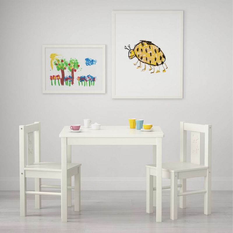 PJ Wood Children's Table for Creative Play, Puzzles and Games, Solid Rubberwood and Fiberboard Construction, Ideal for Ages 0-6 Years, White, 4 of 7