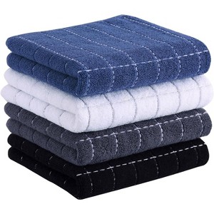 4-Pack Cotton Terry Kitchen Towels, Checkered Designed Soft and Super Absorbent Dish Towels, 13x28 inches - 1 of 4