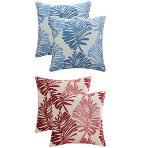 REGALWOVEN 4 Pcs Palm Leaf Pattern Decorative Throw Pillow Covers for Farmhouse Home Sofa Couch Bed - 1 of 4