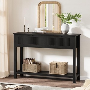 Coucheta 43.3" Fluted Console Table with 2 Drawers, Entryway Table Sofa Table for Living Room, Hallway, Foyer, Burlywood - 1 of 4