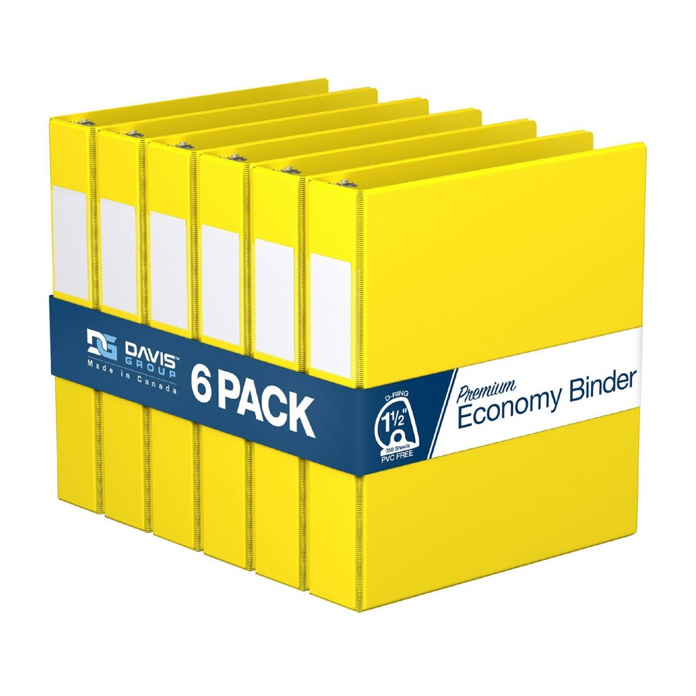 Photos - File Folder / Lever Arch File Davis Group 6pk 1.5" Premium Economy Angled D-Ring Binder Yellow