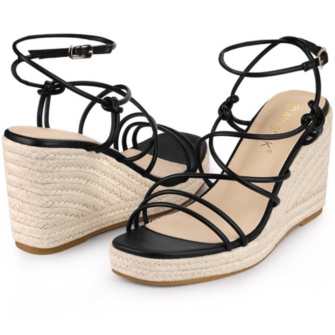 Allegra K Women's Platform Lace Up Wedges Heels Espadrille Sandals : Target