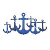 Metal Anchor Indoor Outdoor Wall Decor with White Rope Detailing Blue - Olivia & May: Iron Nautical Art, Horizontal Mixed Media - 2 of 4