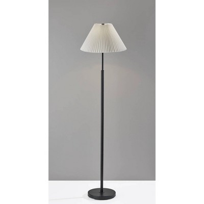 Jeremy Black Floor Lamp with White Pleated Shade