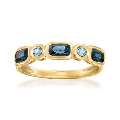 Ross-Simons 0.90 ct. t.w. London and Sky Blue Topaz Ring in 14kt Yellow Gold