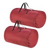 Hastings Home Set of 2 Canvas Christmas Tree and Holiday Decoration Storage Bags with Binding Straps for Artificial Trees Up to 7.5' - Red - 2 of 4