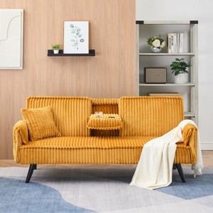 straight-line corduroy sofa suitable for sitting and lying in the living room and bedroom - 1 of 4