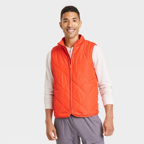 Men's Quilted Puffer Vest - All In Motion™ Red Orange Xl : Target