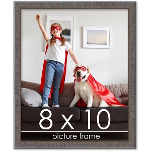 PosterPalooza | Photo Size Textured Grey Picture Frame - UV Acrylic, Foam Board Backing, Hanging Hardware - 1 of 4