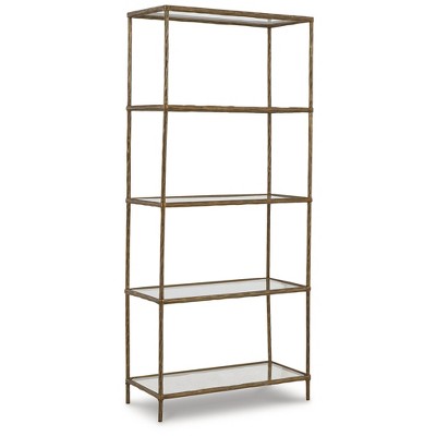 Signature Design by Ashley Casual Ryandale Bookcase  Antique, Brass Finish