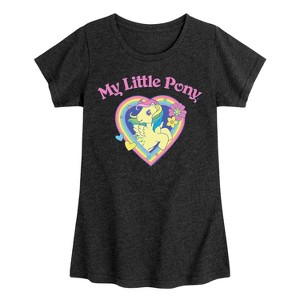 Girls' - My Little Pony - Rainbow Heart Logo with Flowers and Hearts Fitted Short Sleeve Graphic T-Shirt - 1 of 4
