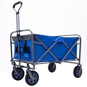 SKRAN Folding Wagon, Heavy Duty Utility Beach Wagon Cart with Big Wheels, Adjustable Handle Drink Holders for Camping and Outdoor - 1 of 4