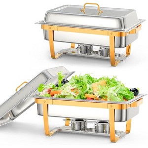 Chafing Dish Buffet Set, 8QT Rectangle Chafing Dishes for Buffet w/Lid Holder, Stainless Steel Chafer Food Warmers for Party Banquet Wedding - 1 of 4