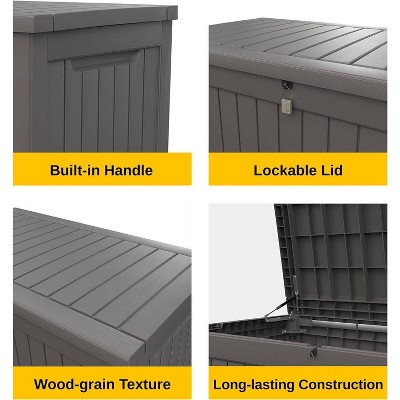 Gray 230 Gallon Lockable Weather-Resistant Plastic Deck Box