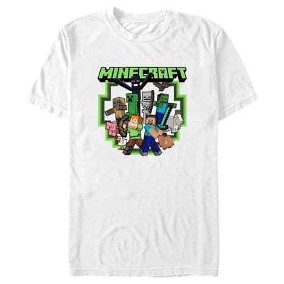 Men's Minecraft Steve And Alex Group Shot T-shirt - White - Small : Target