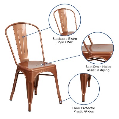 Copper Elegance Stackable Metal Indoor-Outdoor Chair