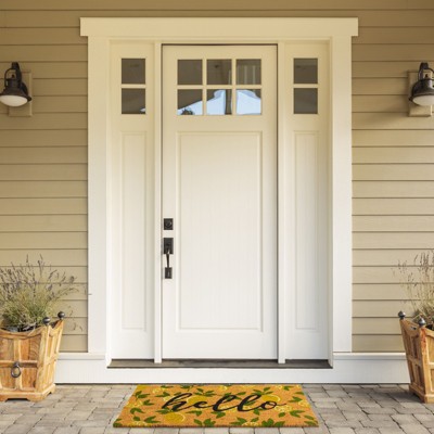 Hello Lemon Outdoor Coir Doormat with Rubber Backing, 17x30 in