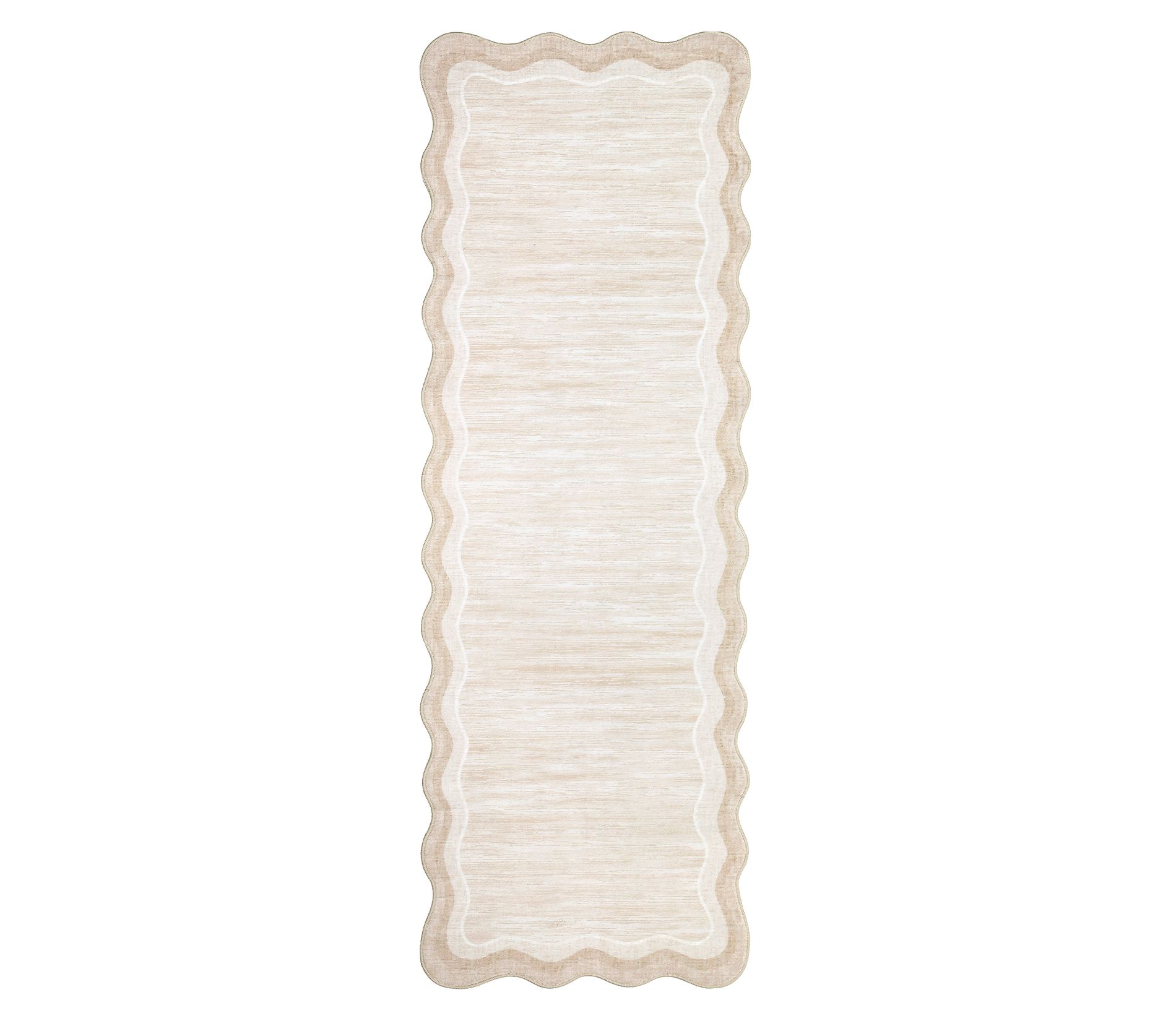 Washable Scalloped Rugs for Living Room Bedroom, Modern Solid Non Slip Rugs for Nursery Room Kids Room, Large Low Pile Carpet for Dining Room