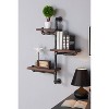 38" Orton Pine Wood 3 Floating Wall Shelves Industrial Gray/Walnut - Armen Living - 2 of 4