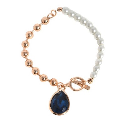 SOHI Women's Blue Teardrop Charm Bracelet