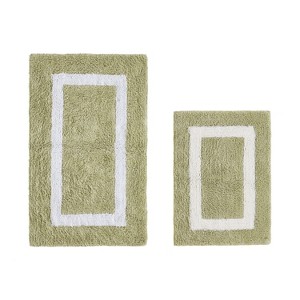 Hotel Bath Rug 100% Premium Cotton Tufted Weave Two Tone Reversible 2 Piece Bathroom Rug Set, Super Soft & Water Absorbent, Machine Washable Bathmat - 1 of 4