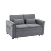 Fabric Convertible Loveseat Sleeper Sofa Couch with Adjustable Backrest, 2 Seater Sofa With Pull-Out Bed with 2 Lumbar Pillows For Small Living Room - 3 of 4