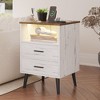 Fredees LED Nightstand with Charging Station, 3-Color Dimmable Lights, Modern Bedroom Bedside Table with Drawers, Open Shelf, Metal Legs - 4 of 4