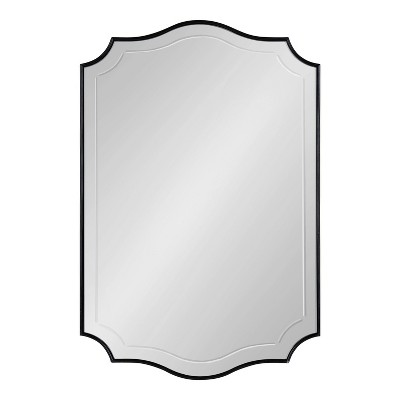 Hollyn 36''x25'' Traditional Black Wood Scalloped Wall Mirror