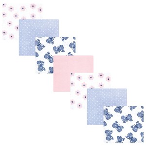 Hudson Baby Baby Girls Cotton Flannel Receiving Blankets 7pk, Beautiful Butterfly, One Size - 1 of 4