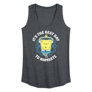 Women's - SpongeBob SquarePants - The Best Day To Namaste Graphic Racerback Tank - 1 of 4