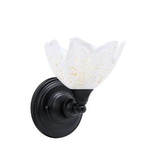 Toltec Lighting Any 1 - Light Sconce in  Matte Black with 7" Gold Ice Shade - 1 of 1