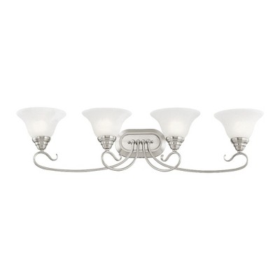 Coronado Brushed Nickel 4-Light Bath Vanity with White Alabaster Glass