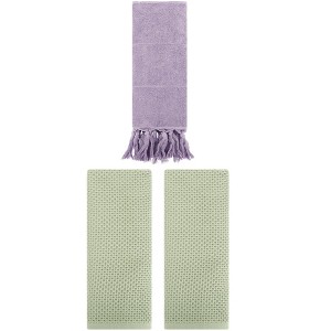 REGALWOVEN 3 Packs Cotton Soft Absorbent Tassels and Waffle Hand Towel - 1 of 4