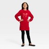 Girls' Long Sleeve French Terry Bow Dress - Cat & Jack™ Wine Red - 4 of 4