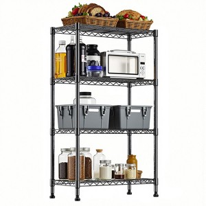 SEVOBAL Utility Storage Shelves Storage Shelving Steel Heavy Duty 4-Tier Utility Shelving Unit Steel Organizer Wire Rack, Black, 29.5"*13.7"*47.2" - 1 of 4