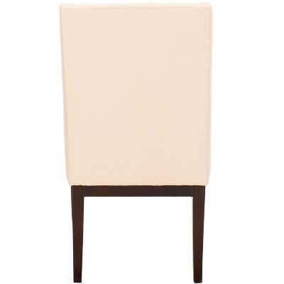 Elegant Transitional Sloping Armchair in Natural Cream with Cherry Mahogany Legs