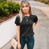 Amaryllis Women's Heather Knit Top Puff Sleeves Back Button Detail Casual Elegant Versatile Comfortable Essential - 2 of 4