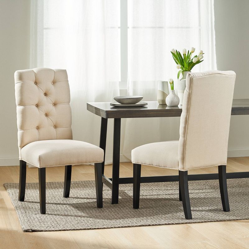 Set of 2 Berlin Tufted Fabric Dining Chair Natural - Christopher Knight Home, 6 of 9